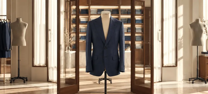 The AGNES SILKA salon: a jacket on a mannequin, an open double door